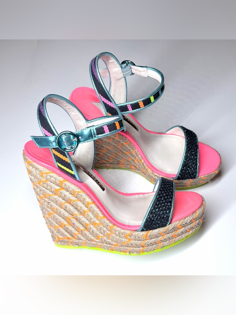 Sophia Webster Multicolor Fabric and Leather Lucita Espadrille Sandals Size- 38 - Picture 3 of 9